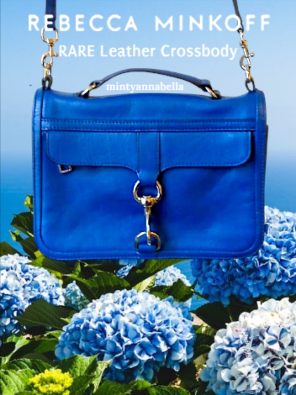 RARE Rebecca Minkoff Bowery Pelle Blue Bag